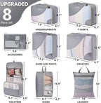 8 Set Packing Cubes for Travel, Gifts for Women Mom,Anti-Tearing Suitcase Organizer for Luggage with Shoe & Hanging Toiletry 