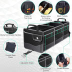 Trunk Organizer with Cooler, Collapsible Trunk Storage Container with Non Slip Bottom Strips, Large Multi-Compartment Waterproo