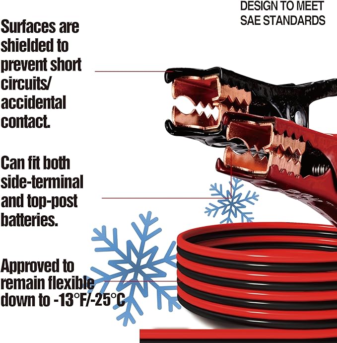 CARTMAN 4 Gauge 20 Feet Jumper Cables Automotive Booster Cables with Carry Bag for Car SUV and Pickup Trucks