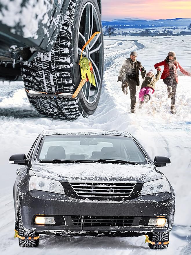Tire Traction Straps Metal Gripper Traction Device for Anti Skid Emergency Tire Straps to Get Unstuck from Snow, Mud, Ice & S