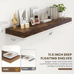48 Inch Floating Shelves | 12 Inch Deep Floating Shelves Set of 1 | 48" W x 12" D Rustic Brown Wood Wall Shelves for Bathroom