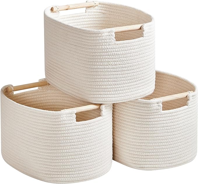 R RUNKA 3 Pack Storage Basket for Cabinet and Toy Organization - 13"x9.8"x8.7" Baskets for Storage - Baby Toy Bin - Toy Stora