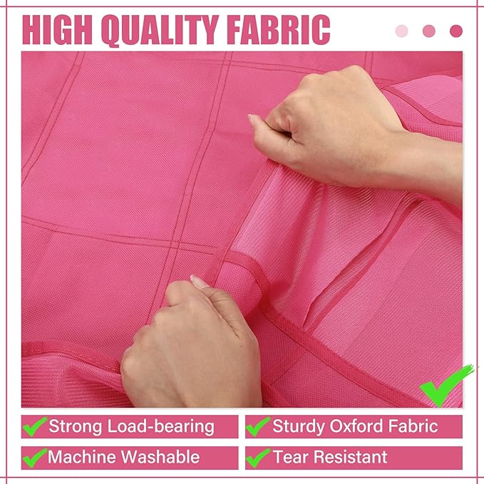 Windyun 40 Over the Door Shoe Organizer Large Mesh Pocket Hanging Shoe Rack for Closet Rose Red Nonslip Behind Door Storage H