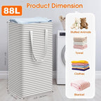 3 Pack Large Laundry Basket,Waterproof & Freestanding Laundry Hamper,Collapsible Clothes Hampers with Easy Carry Long & Reinf