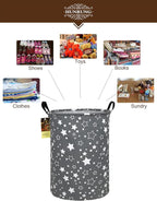 HUNRUNG Laundry Hamper,Large Canvas Fabric Lightweight Storage Basket Toy Organizer Dirty Clothes Collapsible Waterproof for 