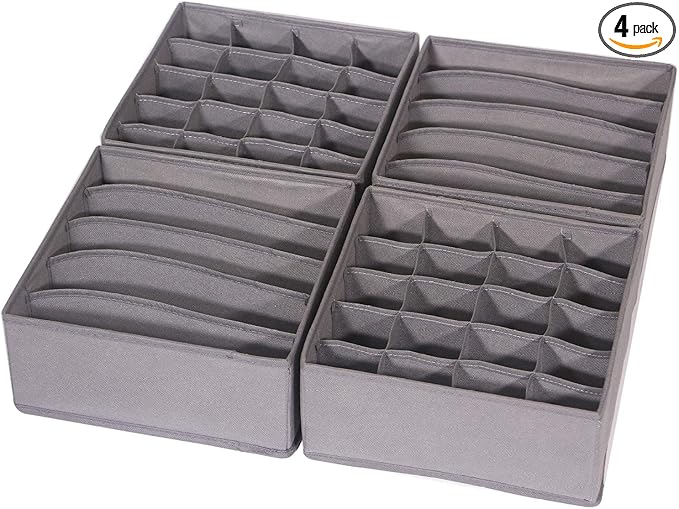 DIOMMELL 4 Pack Foldable Cloth Storage Box Closet Dresser Drawer Organizer Fabric Baskets Bins Containers Divider for Clothes