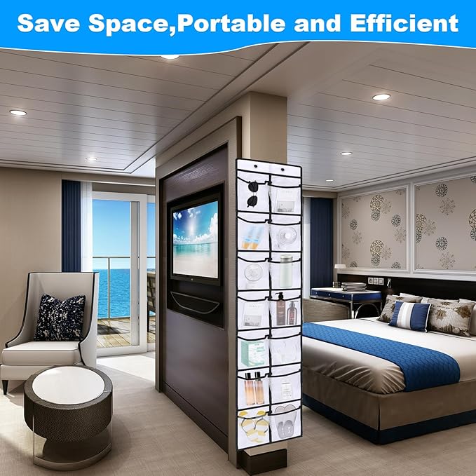 CTTZCKJ Over The Door Organizer For Cruise Ships|Magnetic Door Organizers with 14-Pocket for Cruise Ship|61"x11"|Cruise Over 