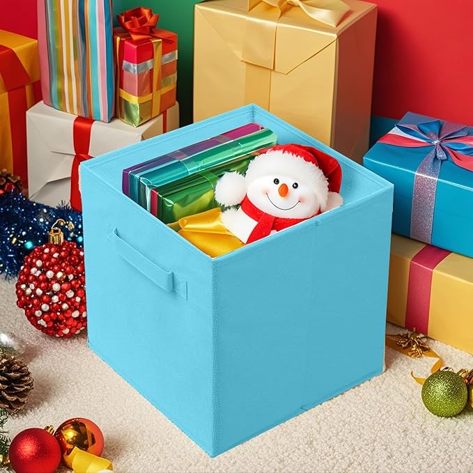 ShellKingdom Foldable Fabric Storage Cubes And Cloth Organizer Drawer For Closet And Toys, 13 X 13 X 13 INCH, 2 Pack (Light B
