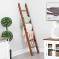 Blanket Ladder for Living Room and Bedroom, 5ft 8 inch, 6-Tier Wall Leaning Laminate No-Snag Construction (Brown) Rustic Deco