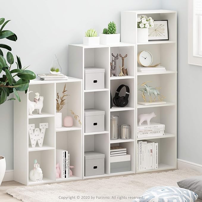 Furinno LUDER Book Shelf, 5-Tier Bookshelf, Bookcase with Open Shelves, 9.4 x 15.8 x 52, Easy Assembly, for Living Room, Bedr