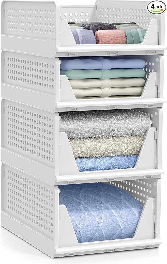 Sorbus Shelf Organizer - Closet Shelf Organizer for Clothes, Closet, Bathroom, Kitchen, Garage - Plastic Stackable Shelf Orga