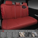 CAR PASS Bling Diamond Burgundy Leather Car Seat Covers Full Sets Interior Sets, Waterproof Shining Glitter Sparkly Crystal U