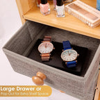 Large Makeup Organizer For Vanity, Large Capacity 3 Tiers Bamboo Bathroom Counter Organizers and Storage, Countertop Makeup B