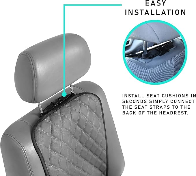 FH Group Car Seat Cushion – Faux Leather Single Front Seat Cover with Front Pockets, Airbag Compatible, Universal Fit Car Sea