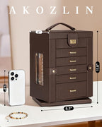 AKOZLIN 360° Rotating Jewelry Box 6-Tier Organizer Functional 360° Rotating Jewelry Storage Case for Women Girls Ring Necklac