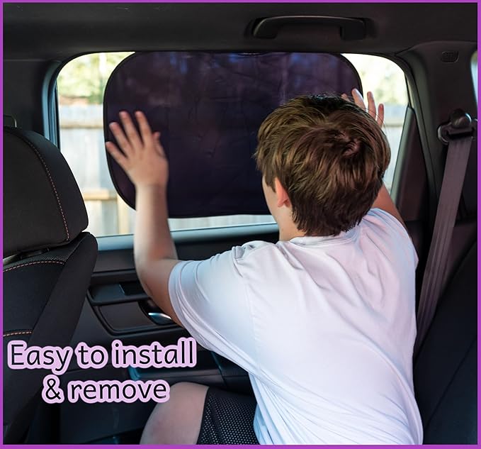 Car Window Shades - Certified 99.79% UVA & 99.95% UVB Sun Protection. Award Winning car Sun Shade for Side Windows. 4 Pack Semi Transparent 22" x 14" - Car Accessories Interior by Kinder Fluff