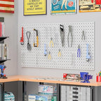 Pegboard Smith Metal Pegboard Panels, 16" x 12" Heavy-Duty Steel Wall Peg Boards for Garage Tool Storage, Pegboard Organizer 