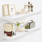 Vivelove White Floating Shelves for wall, 24 Inch Wall Display Shelves with Invisible Brackets, for Bathroom Living Room Kitc