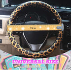 Universal Leather Leopard Cheetah Steering Wheel Cover Women 14.5-15 inch Leopard car Accessories Western Anime Brown Cute Wh