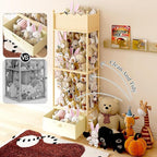 Wooden Stuffed Animal Storage Organizer with Wheels & Drawer – 3-Tier Plush Toy Zoo Holder for Kids Room, Nursery & Playroom 
