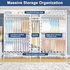 Ulif E12C Max Heavy Duty Closet Organizer System，Freestanding Clothing Rack, Adjustable Garment Rack 83" W x 16" D x 76.5" H 
