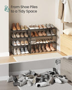 SONGMICS Shoe Rack, 3-Tier Shoe Organizer, Metal Storage Shelf, Upright or Upside Down, for 4-8 Pairs, Stackable, for Entrywa