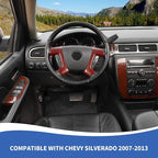 Red Carbon Fiber Steering Wheel Trim Cover Compatible with Chevy Silverado/Tahoe/Suburban/Avalanche/Escalade/GMC-Yukon/GMC-Sierra 2007-2013