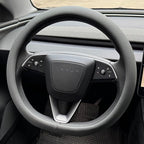PINCTROT Nappa Leather Steering Wheel Cover for Tesla Model Y/3 Highland/Juniper, D Shaped 14 Inch Small Sized with Breathabl