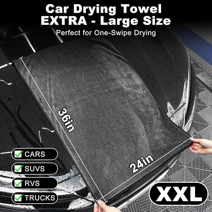 9Pcs Car Wheel & Tire Brush Kit, Wheel Cleaner Brush, Soft-bristled Rim Brush, Car Drying Towel (36"x 24"), Tire Shine Applic