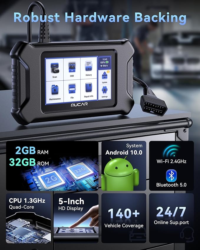 MUCAR CS90 OBD2 Scanner Diagnostic Tool with 28+ Reset Services, Oil/EPB/SAS/BMS/Injector, ABS Bleeding, Throttle Relearn, ABS
