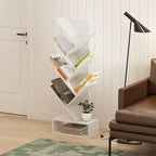 Furinno Tree Book Shelf, 7-Tier Bookshelf, Tree Bookcase with Bottom Shelf, 8.4 x 16.9 x 46.2, for Living Room, Bedroom, Home