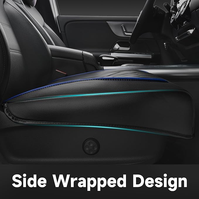CAR PASS 2 Pack Leather Front Car Seat Covers, Bottom Seat Covers Full Wrapped with Storage Pocket, Anti-Slip PU Seat Protect