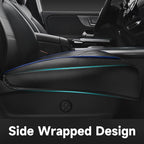 CAR PASS 2 Pack Leather Front Car Seat Covers, Bottom Seat Covers Full Wrapped with Storage Pocket, Anti-Slip PU Seat Protect