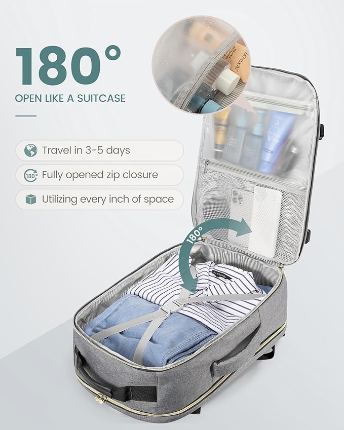 LOVEVOOK Travel Backpack for Women & Men 40L,Airline Approved Carry On Backpack Travel Essentials,TSA Carry on Luggage,Waterp