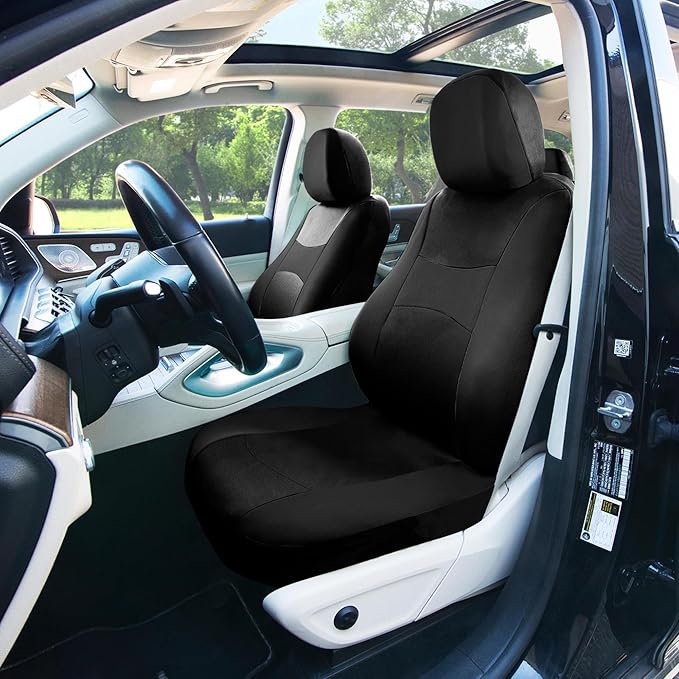 FH Group Full Set Cloth Car Seat Covers, Universal Fit Front and Split Bench Rear, Airbag Compatible, Washable for SUV, Sedan
