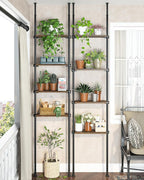 ALLZONE Adjustable Tall Narrow Bookshelf for Bedroom, 4-Tier Ladder Bookcase for Small Spaces, Tension Mount Tall Skinny Book