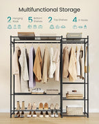 SONGMICS Portable Closet Wardrobe, Clothes Rack, Closet Organizers and Storage, Freestanding Clothing Rack with 7 Shelves, 2 