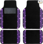 NBTEPEM Purple Violet Bling Car Floor Mats Full Set, Universal Fit Most Cars,SUV, Trucks, 4 pcs Sparkle Glitter Diamond Carpet for Women Girls with Anti-Slip Pad (Purple Violet Diamond)