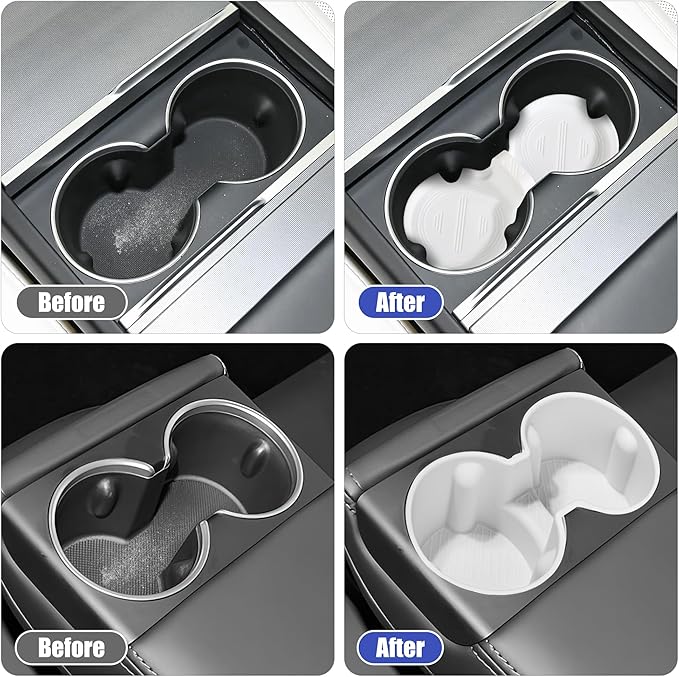 frani Cup Holder Set (2-Piece) Compatible with Tesla Model 3 2021-2026 & Highland Refresh - Premium Silicone Inserts for Cent