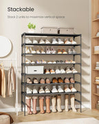 SONGMICS Shoe Rack, 4-Tier Shoe Storage Organizer, Space-Saving, 11.7 x 24.5 x 27.7 Inches, Entryway, Metal Frame, Non-Woven 