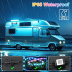 RV Awning Lights, 20ft 12V LED Light Strip with Remote and App Control, Waterproof RGB RV Exterior Light for Motorhome Camper Travel Trailers Food Trucks, RV Outdoor Lights