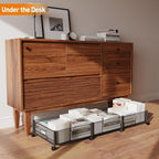 Under Bed Storage With Wheels, 47.2''/90lbs/57.6L, Metal Frame Under Bed Rolling Storage, Tool-Free Assembly Underbed Drawers