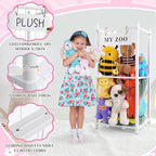 GLDZI Stuffed Animal Storage Zoo, Wooden Stuffed Animal Organizer with Elastic Cords for Boys Girls, Space Saving Toy Plushie
