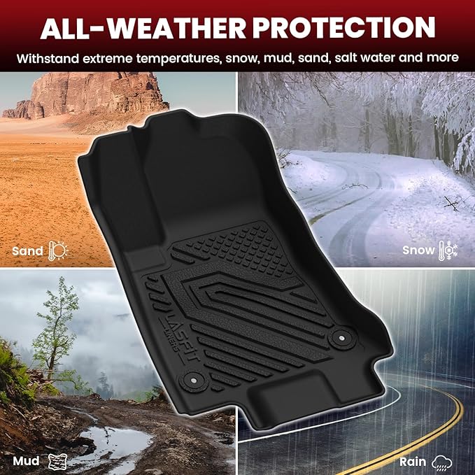 LASFIT Floor Mats for Dodge Charger Daytona 2024 2025 Scat Pack & R/T(Fit 2-Door, Not for 4-Door), All Weather TPE Custom Fit Car Mats Floor Liners 1st & 2nd Row, Black