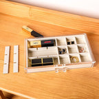 Frebeauty Acrylic Jewelry Organizer Earring Organizer Box with 5 Drawers Earring Holder Organizer with Velvet Trays Clear Jew