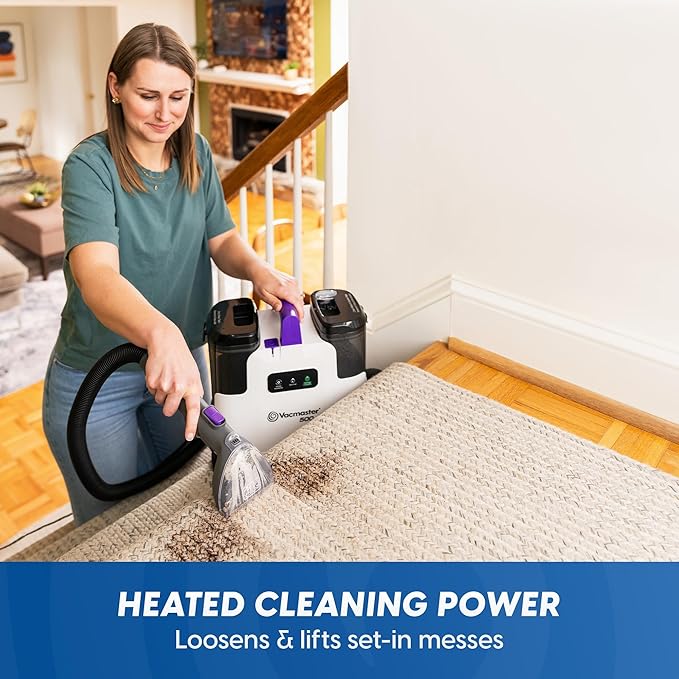 Vacmaster 500 Series Heated Carpet & Upholstery Spot Cleaner Machine, 16Kpa Power Suction with Versatile Tools for Pets, Area