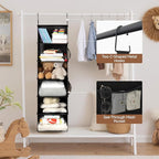 StorageWorks 6-Shelf Hanging Closet Organizers, Foldable Closet Storage Organizer with 2 Side Pockets, Portable Hanging Shelv