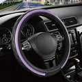 Road Comforts Leather Steering Wheel Cover – Black & Purple, Universal Fit 14.5-15 Inch, Microfiber Leather, Anti-Slip & Brea