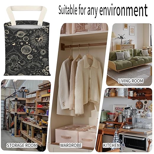Car Garbage Can, Seat Back Hanging Cute Car Trash Can Bag, Car Organizer and Storage Bag for Travelling, Outdoor Black Golden Universe