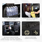 2PCS Car Backseat Organizer, Leather Multi-Pocket Seat Back Protector with Foldable Table Tray, Multifunctional Vehicle Storage Organizer Kick Mat for Kids Toddler Travel (Coffee)